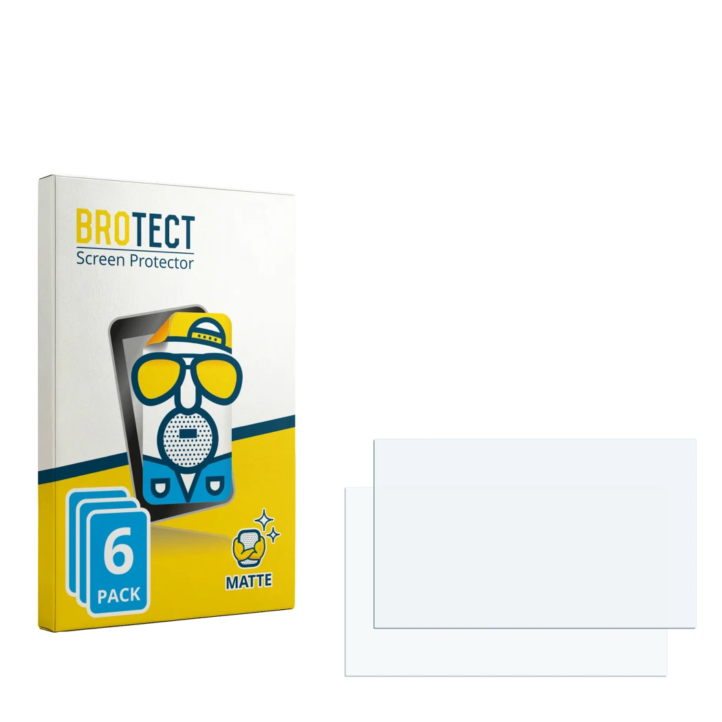 Parte frontale di una confezione del prodotto con il logo del marchio BROTECT. Accanto si trova la protezione per lo schermo c