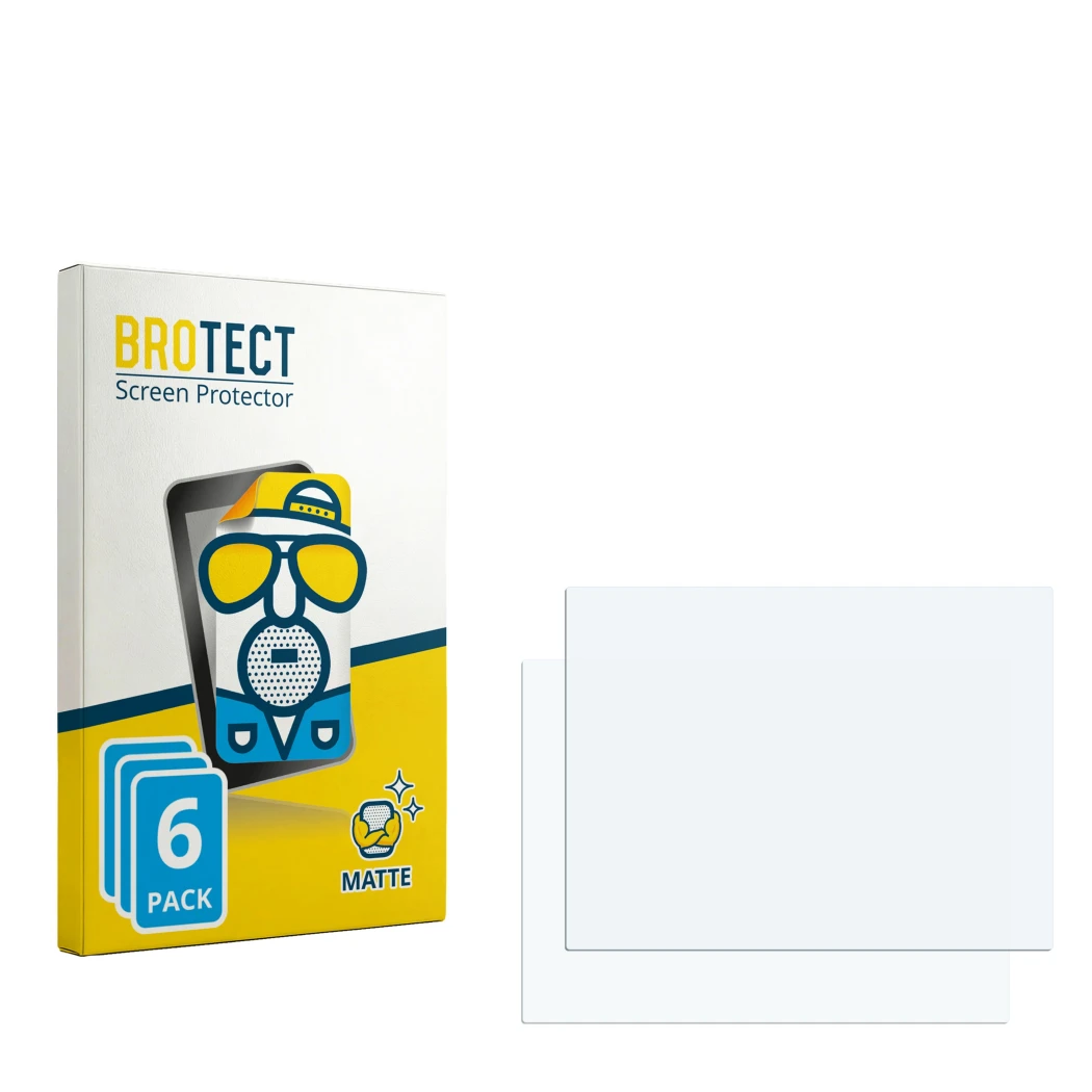Parte frontale di una confezione del prodotto con il logo del marchio BROTECT. Accanto si trova la protezione per lo schermo c