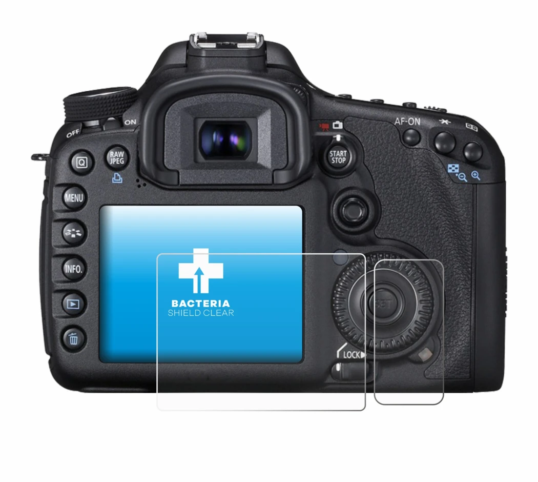 Immagine del dispositivo Canon EOS 7D con un'ampia varietà di protezioni per lo schermo.