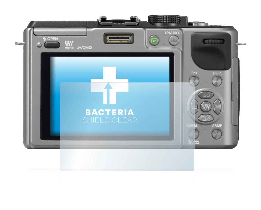 Immagine del dispositivo Panasonic Lumix DMC-GX1 con un'ampia varietà di protezioni per lo schermo.