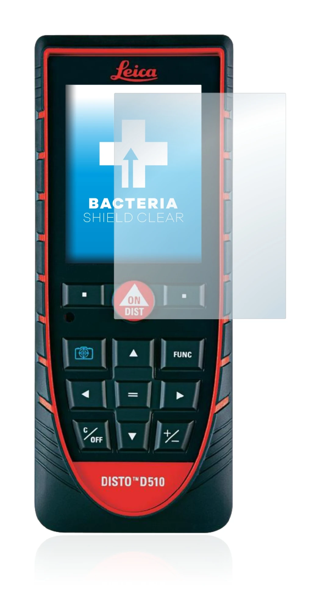 Immagine del dispositivo Leica DISTO D510 con un'ampia varietà di protezioni per lo schermo.