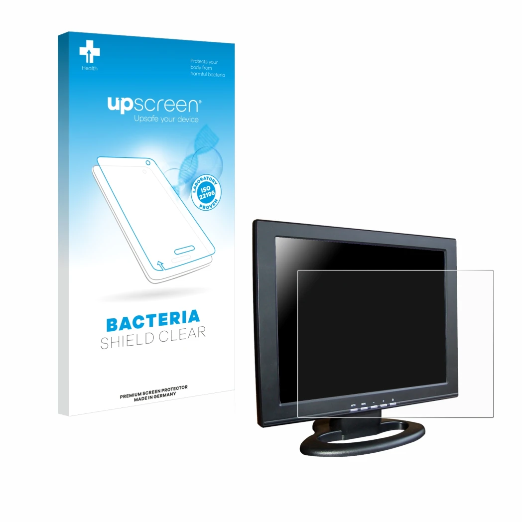 Parte frontale di una confezione del prodotto con il logo del marchio upscreen. Accanto è raffigurato il dispositivo SDC Touch