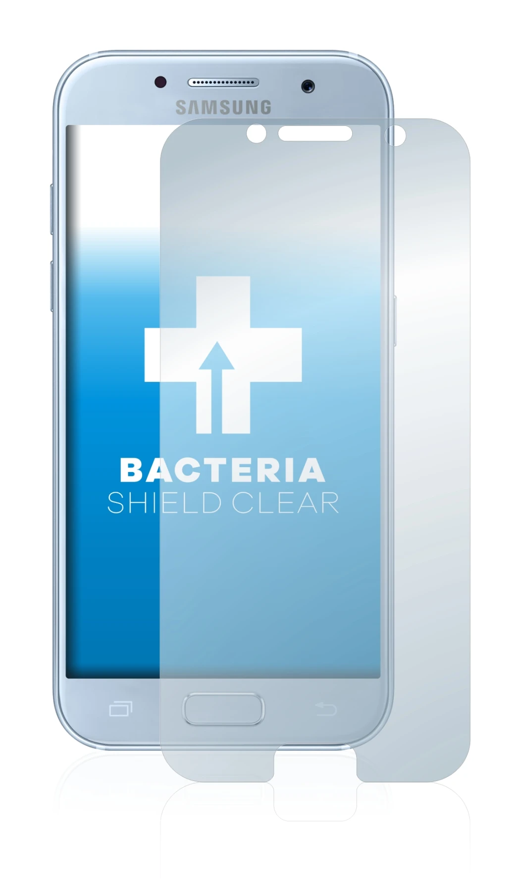 Immagine del dispositivo Samsung Galaxy A5 2017 con un'ampia varietà di protezioni per lo schermo.