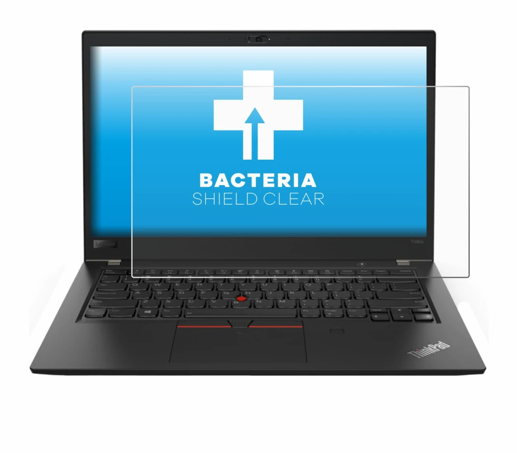Immagine del dispositivo Lenovo ThinkPad T480s con un'ampia varietà di protezioni per lo schermo.