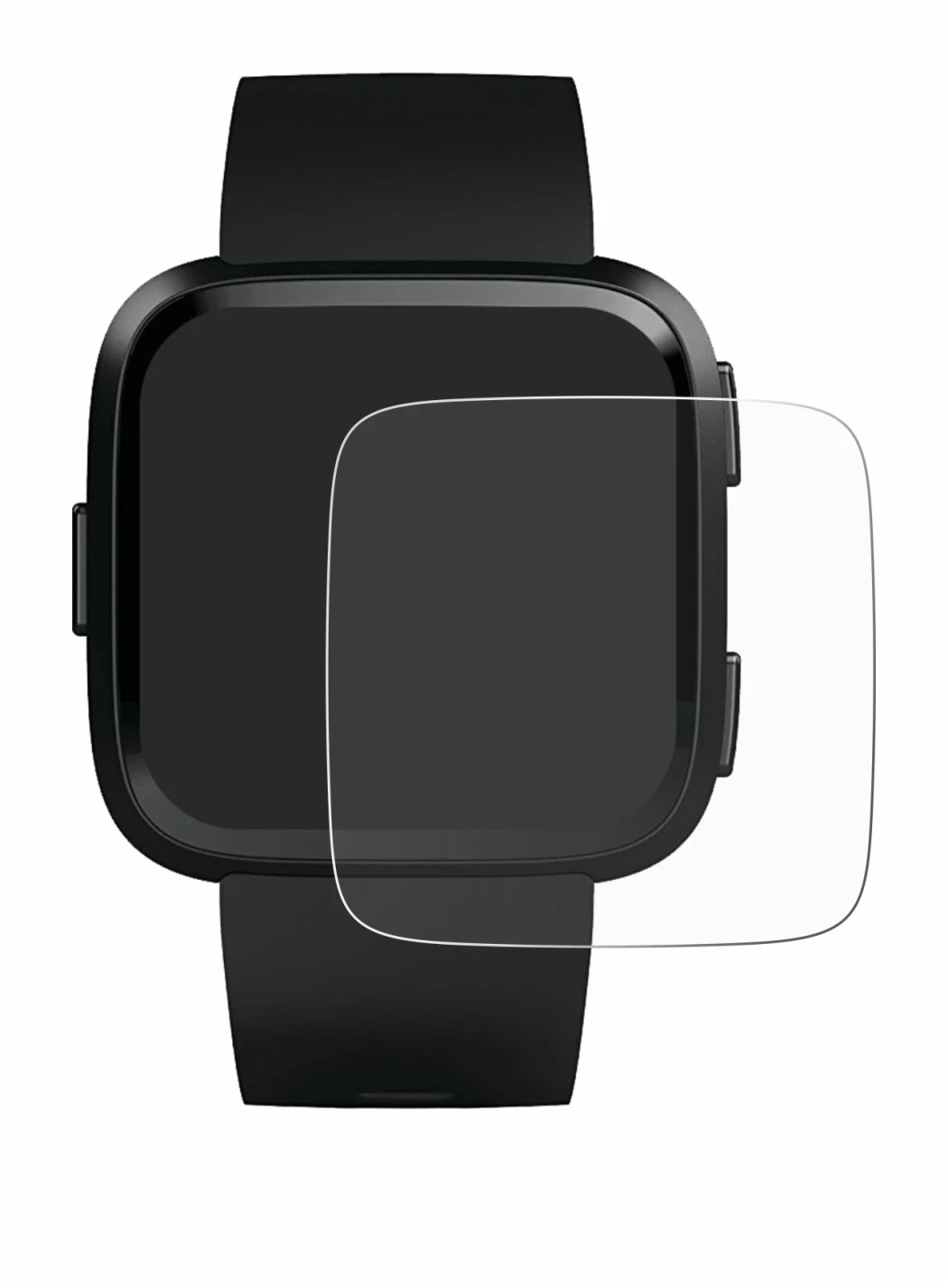 Immagine del dispositivo Fitbit Versa con un'ampia varietà di protezioni per lo schermo.