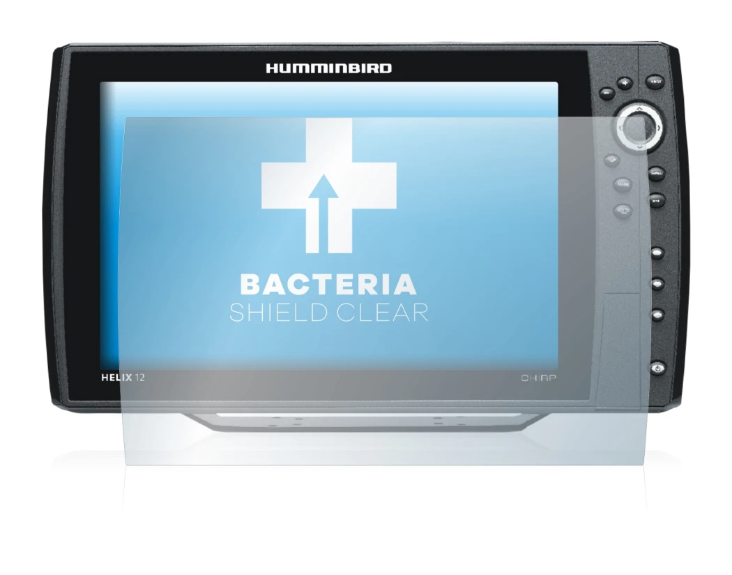 Immagine del dispositivo Humminbird Helix 12 con un'ampia varietà di protezioni per lo schermo.