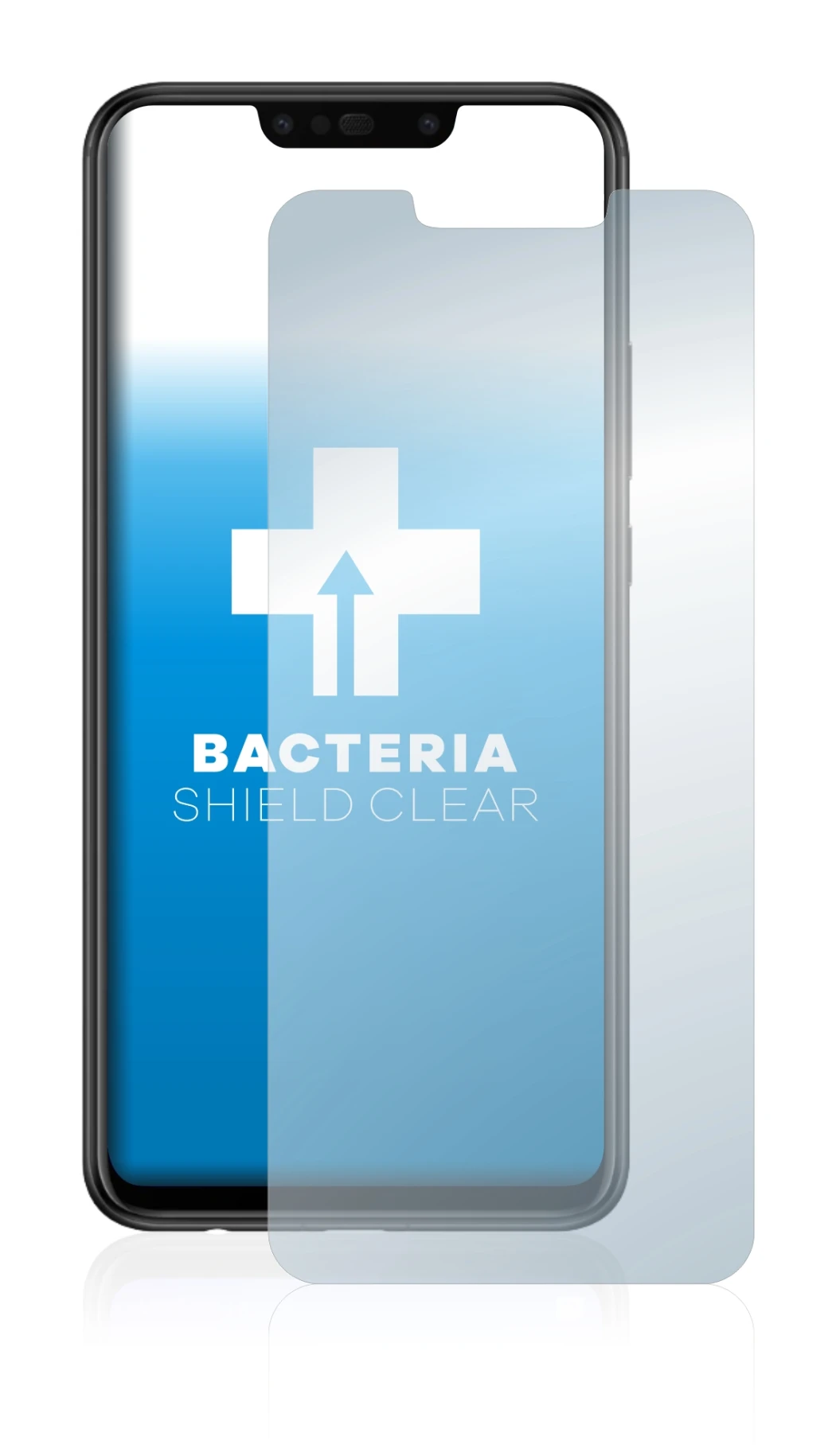 Immagine del dispositivo Huawei P smart Plus 2018 con un'ampia varietà di protezioni per lo schermo.