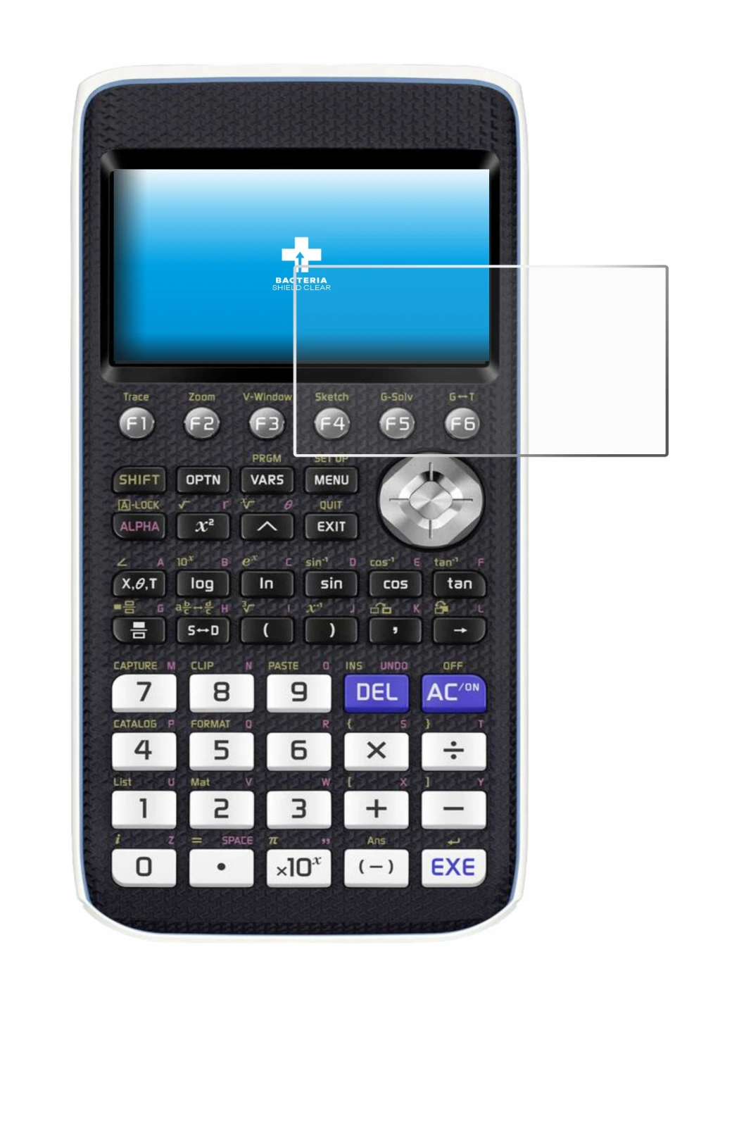 Immagine del dispositivo Casio FX-CG50 con un'ampia varietà di protezioni per lo schermo.