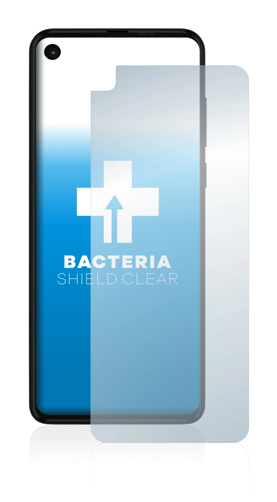 Immagine del dispositivo Motorola One Action con un'ampia varietà di protezioni per lo schermo.