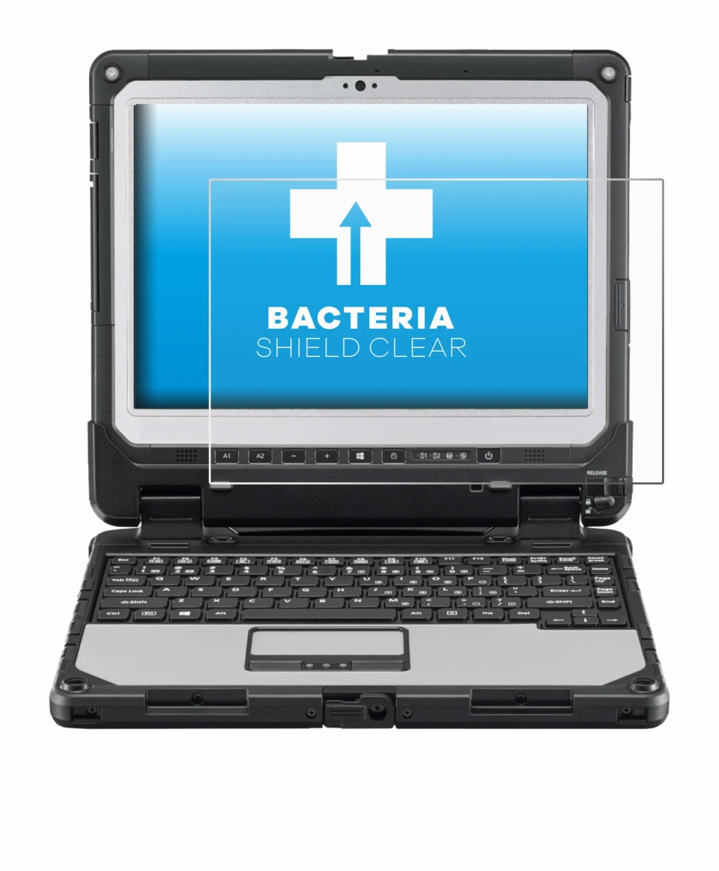 Immagine del dispositivo Panasonic Toughbook CF-33 con un'ampia varietà di protezioni per lo schermo.