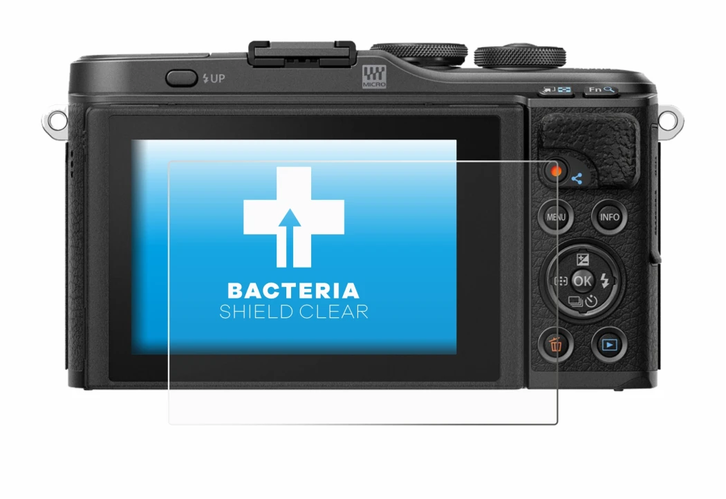 Immagine del dispositivo Olympus PEN E-PL10 con un'ampia varietà di protezioni per lo schermo.