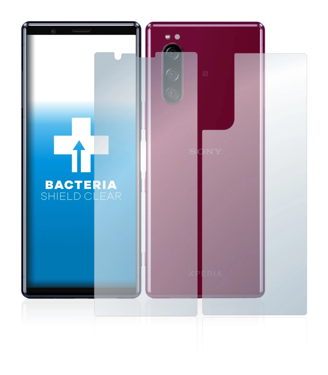 Immagine del dispositivo Sony Xperia 5 (Fronte+Retro) con un'ampia varietà di protezioni per lo schermo.