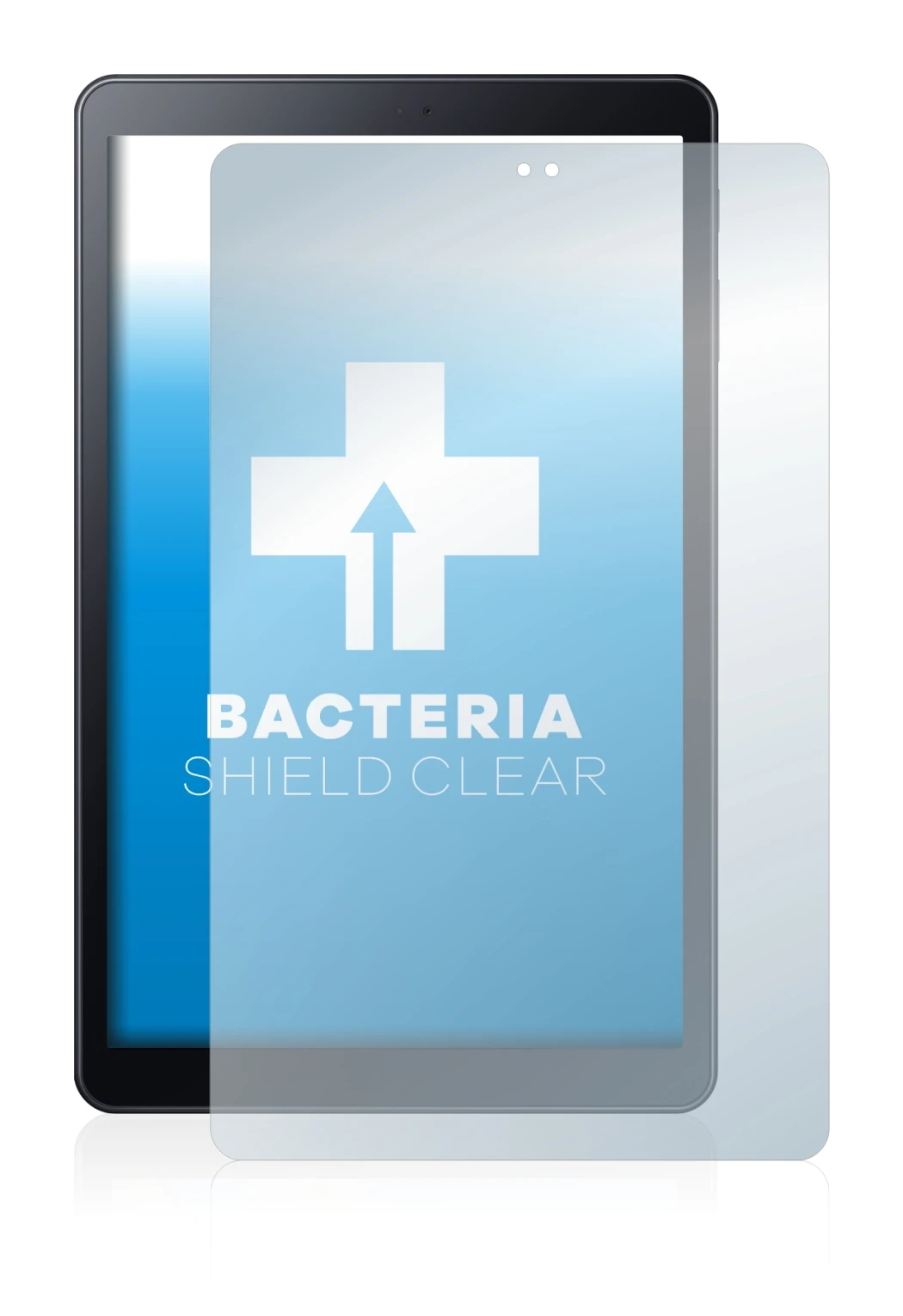 Immagine del dispositivo Samsung Galaxy Tab A 10.5 WiFi 2018 con un'ampia varietà di protezioni per lo schermo.