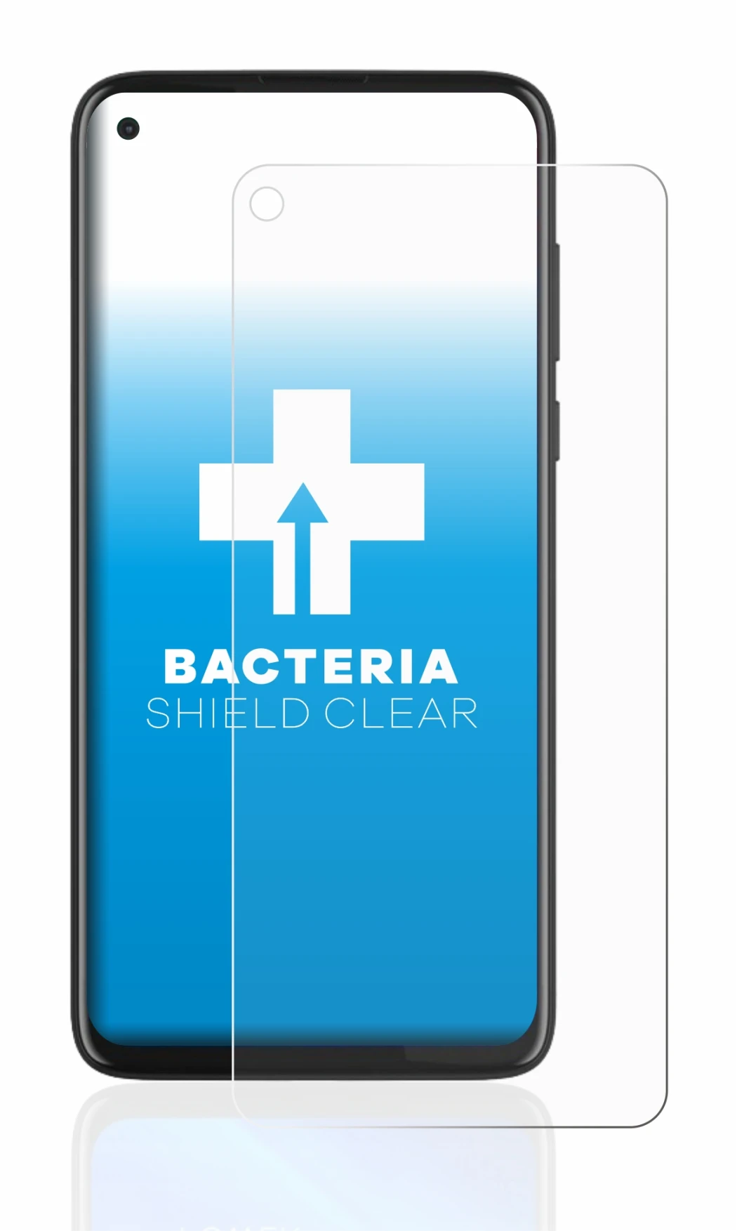 Immagine del dispositivo Motorola Moto G8 Power con un'ampia varietà di protezioni per lo schermo.