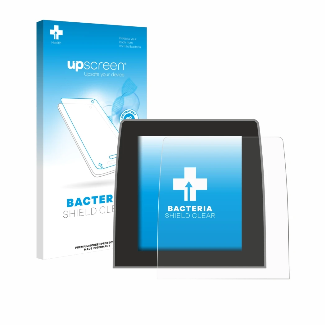 Parte frontale di una confezione del prodotto con il logo del marchio upscreen. Accanto è raffigurato il dispositivo Renault C