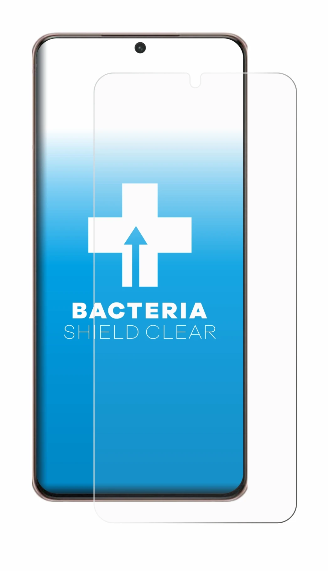 Immagine del dispositivo Samsung Galaxy S21 Plus 5G con un'ampia varietà di protezioni per lo schermo.