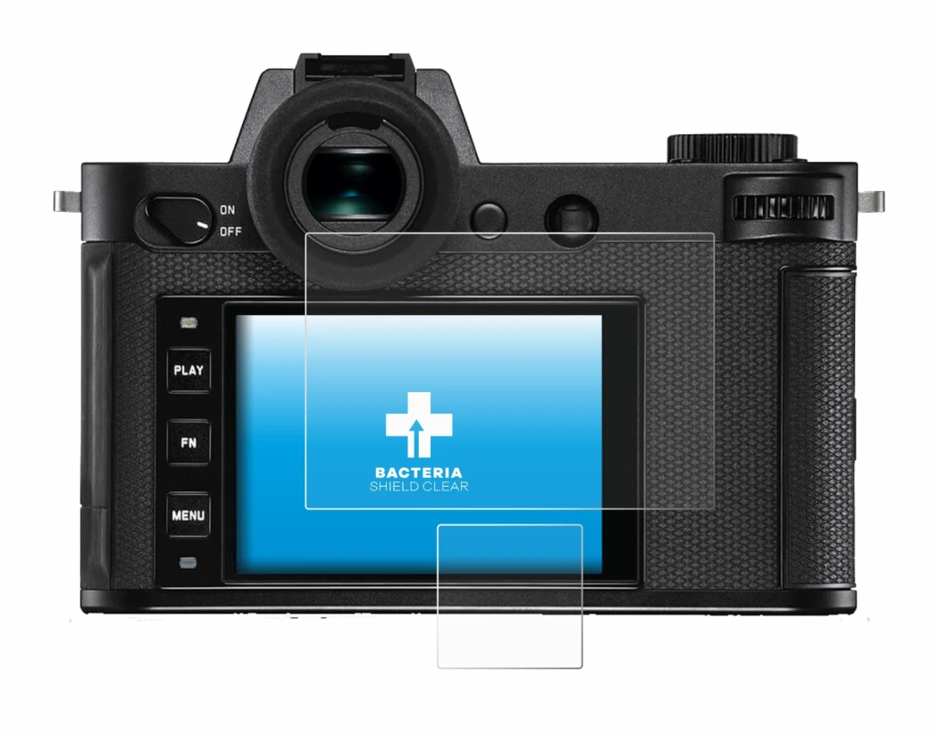 Immagine del dispositivo Leica SL2-S con un'ampia varietà di protezioni per lo schermo.