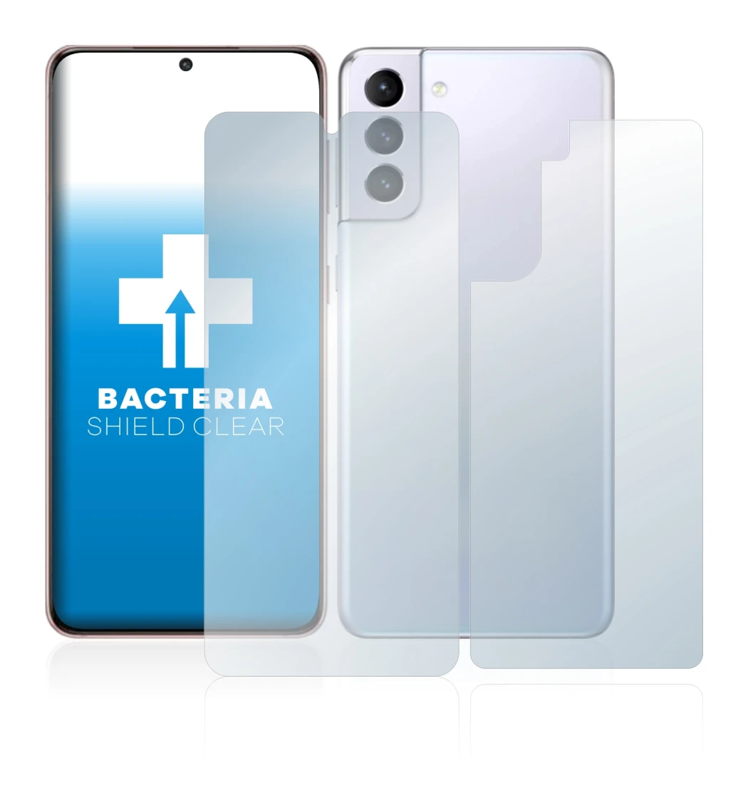 Immagine del dispositivo Samsung Galaxy S21 5G (Fronte+Retro) con un'ampia varietà di protezioni per lo schermo.