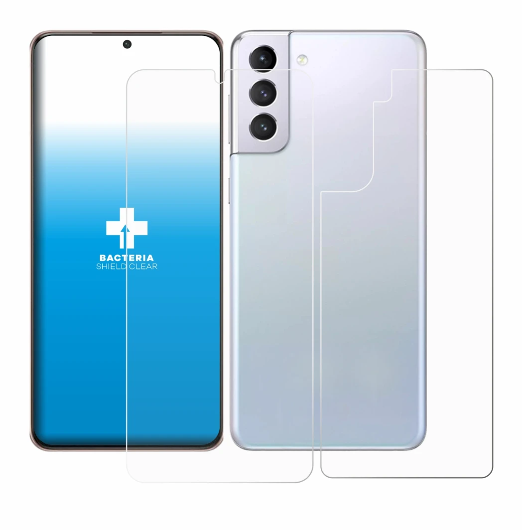 Immagine del dispositivo Samsung Galaxy S21 Plus 5G (Fronte+Retro) con un'ampia varietà di protezioni per lo schermo.