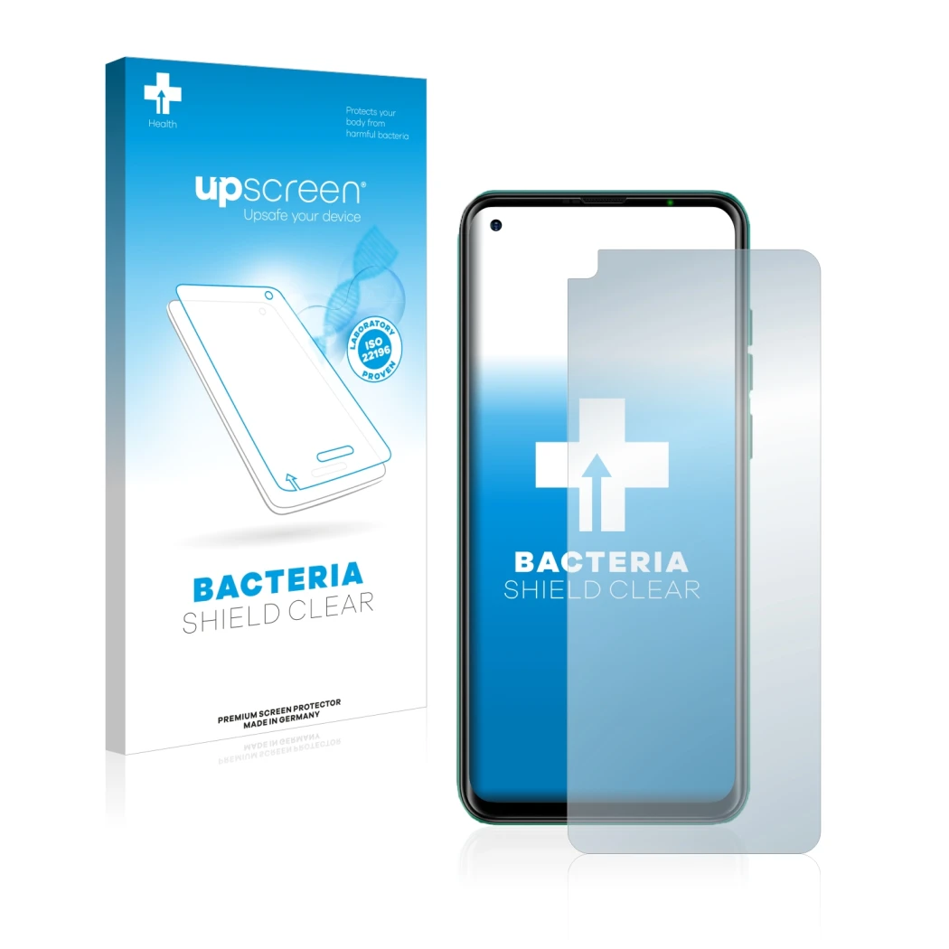 Parte frontale di una confezione del prodotto con il logo del marchio upscreen. Accanto è raffigurato il dispositivo Ulefone N