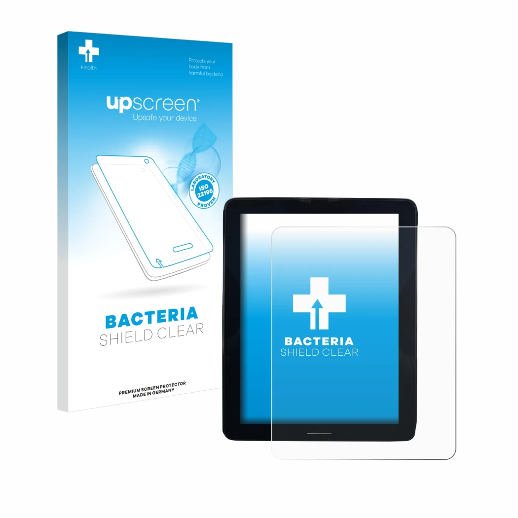 Parte frontale di una confezione del prodotto con il logo del marchio upscreen. Accanto è raffigurato il dispositivo Volvo Pol