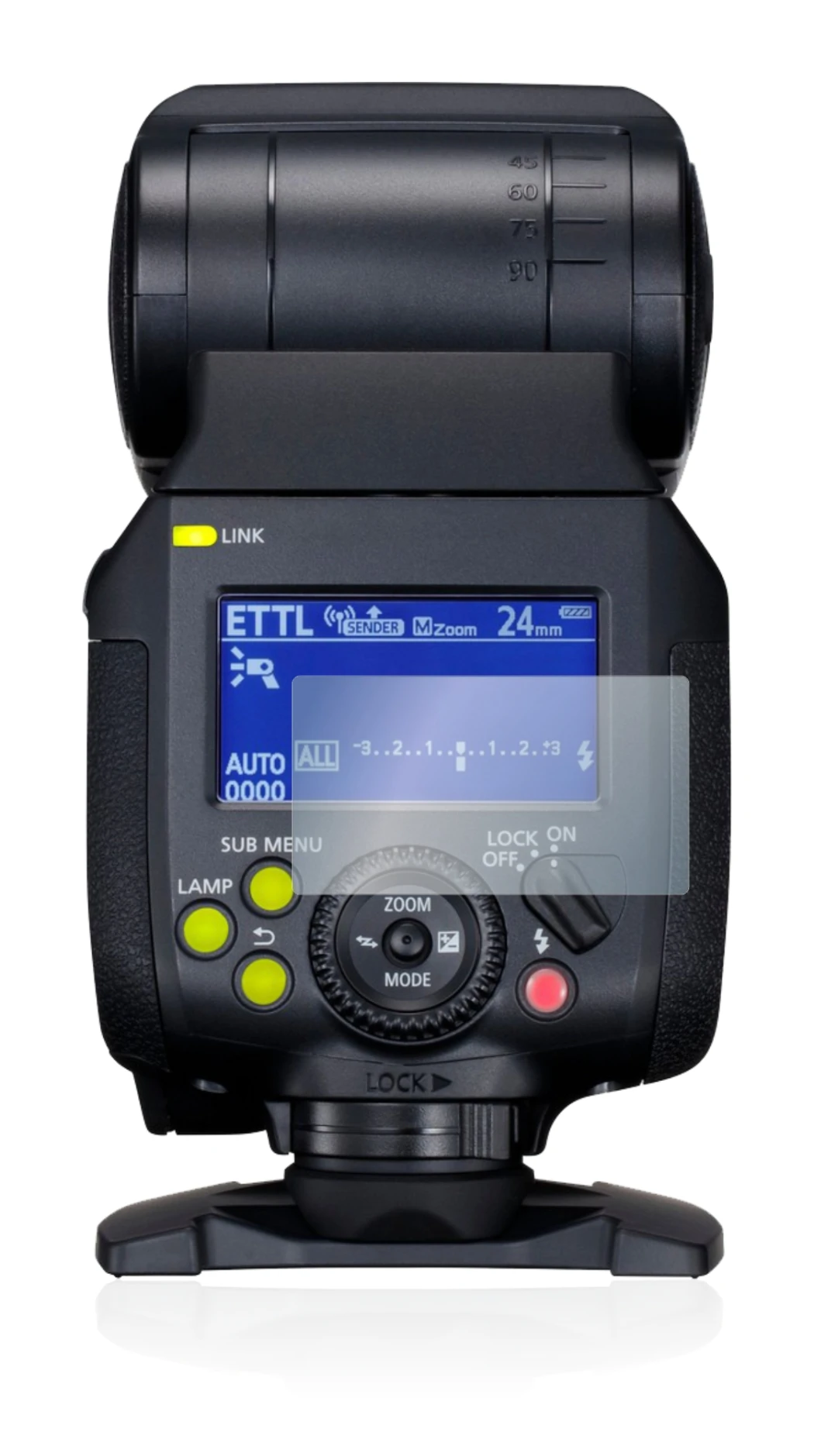 Immagine del dispositivo Canon Speedlite EL-1 con un'ampia varietà di protezioni per lo schermo.