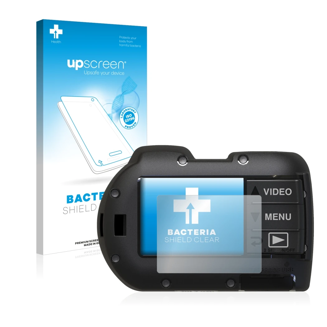 Parte frontale di una confezione del prodotto con il logo del marchio upscreen. Accanto è raffigurato il dispositivo SeaLife M