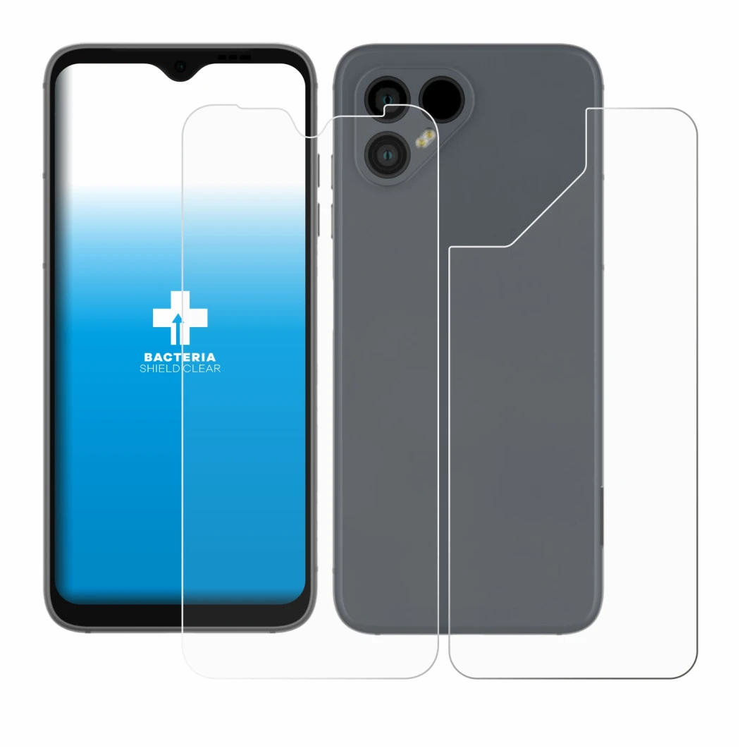 Immagine del dispositivo Fairphone 4 (Fronte+Retro) con un'ampia varietà di protezioni per lo schermo.