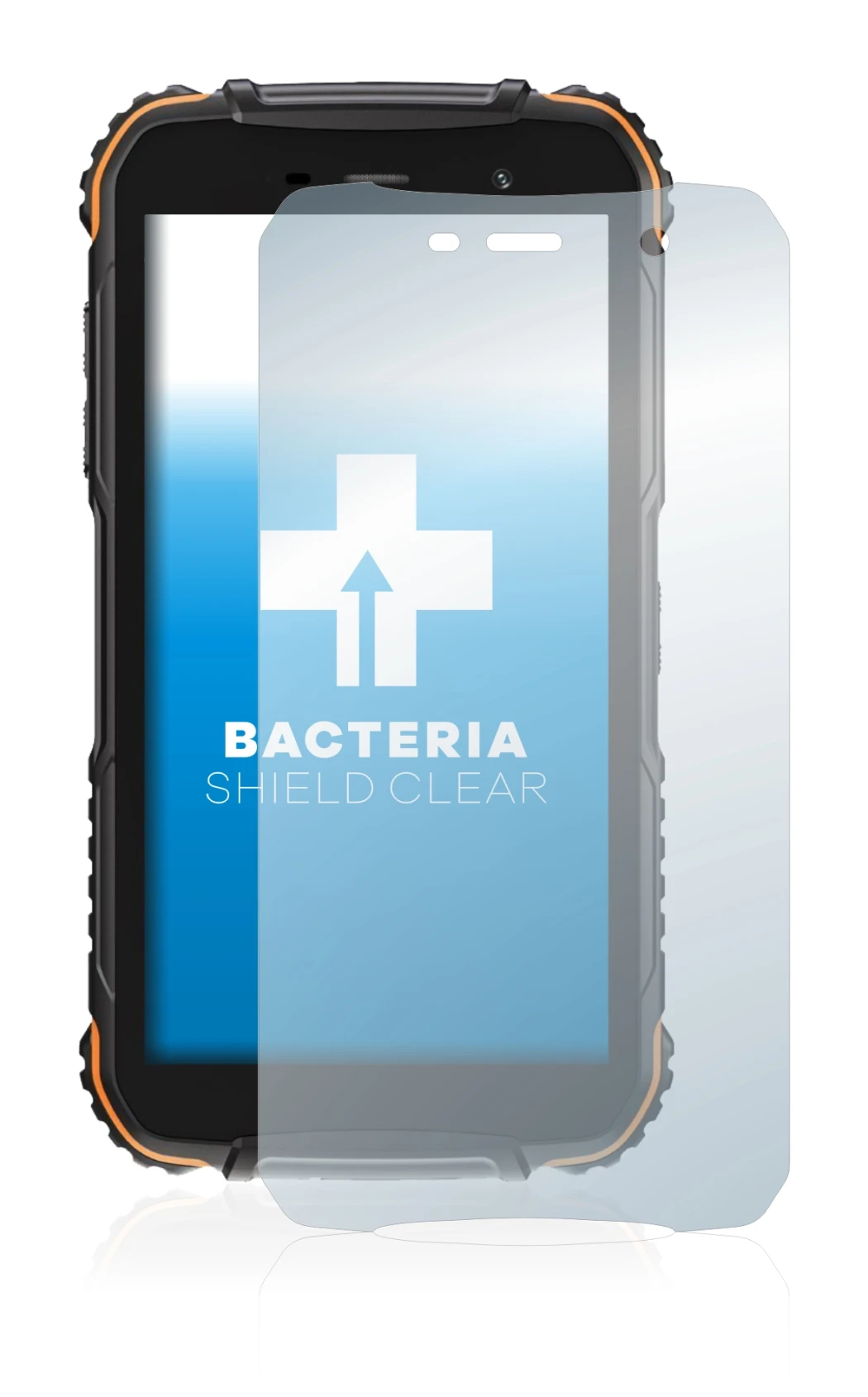 Immagine del dispositivo Doogee S35T con un'ampia varietà di protezioni per lo schermo.