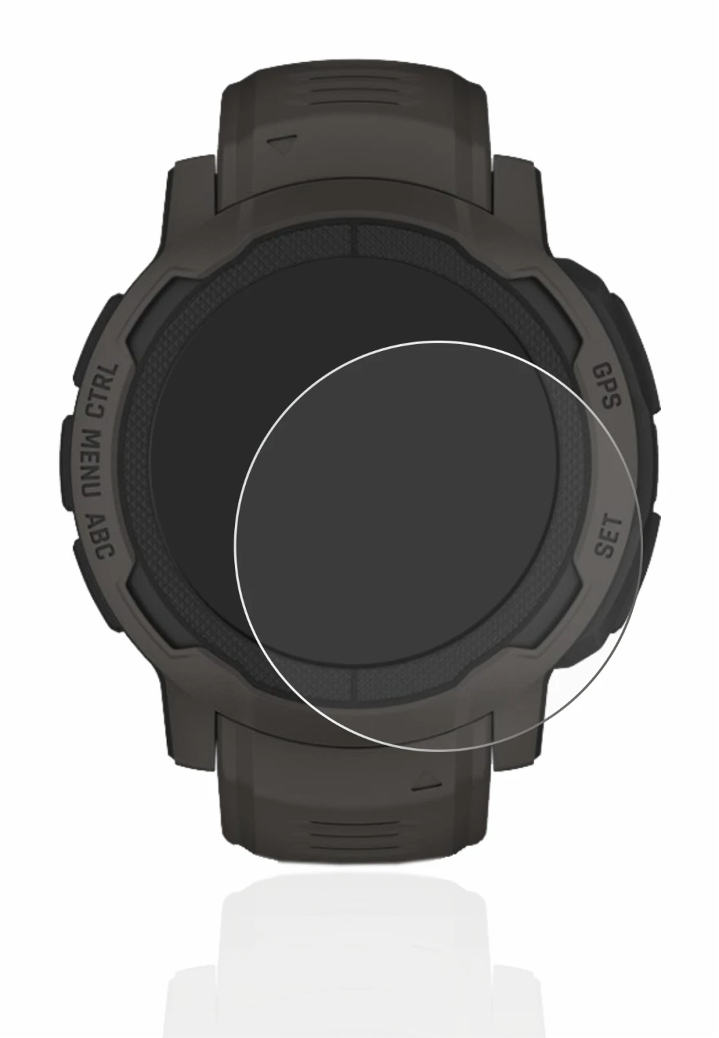Immagine del dispositivo Garmin Instinct 2 con un'ampia varietà di protezioni per lo schermo.