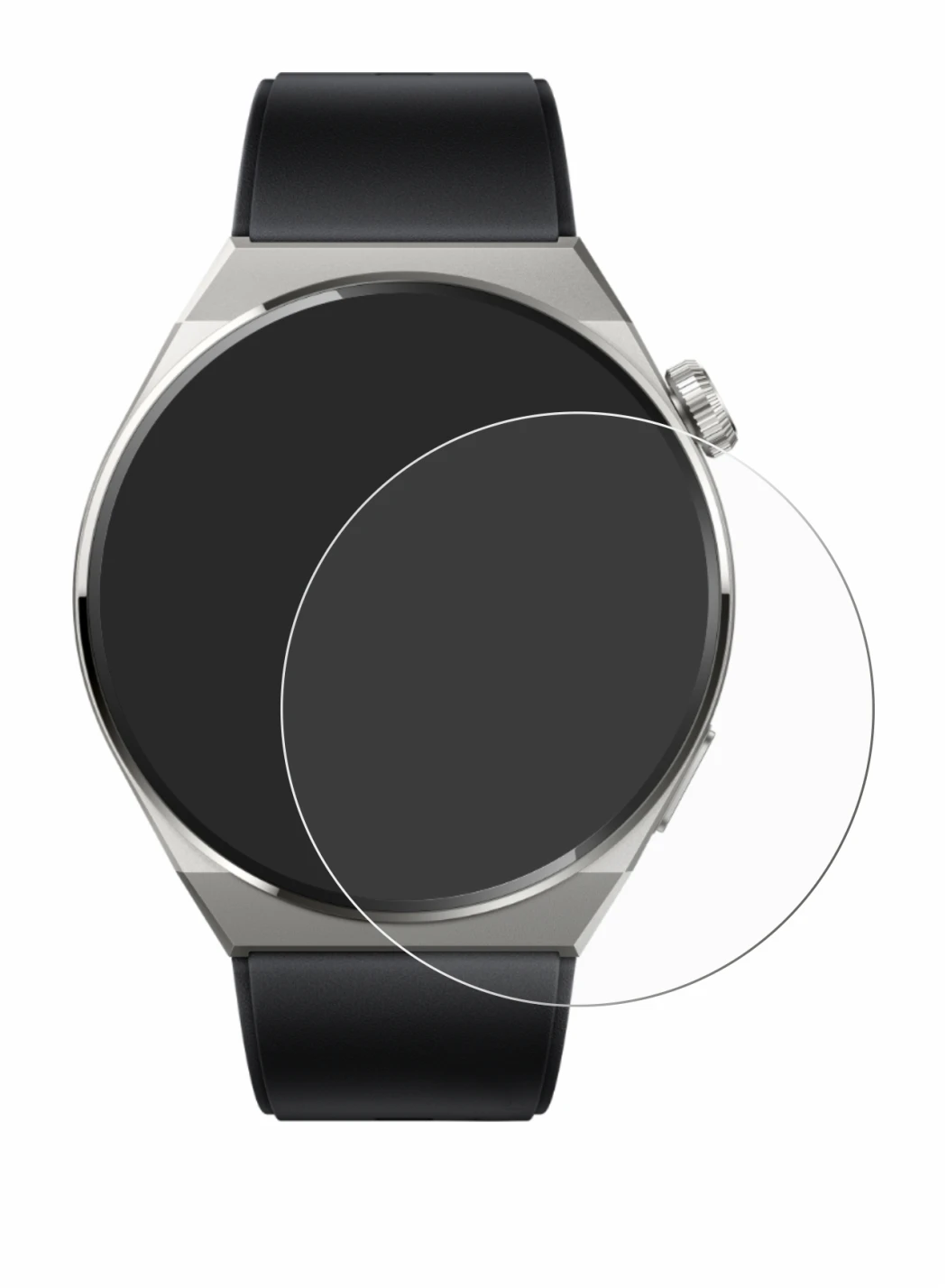Immagine del dispositivo Huawei Watch GT 3 Pro Titanium (46mm) con un'ampia varietà di protezioni per lo schermo.