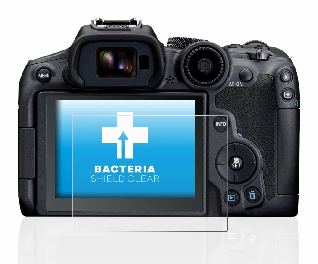 Immagine del dispositivo Canon EOS R7 con un'ampia varietà di protezioni per lo schermo.
