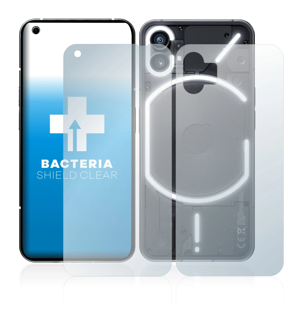 Immagine del dispositivo Nothing Phone (1) (Fronte+Retro) con un'ampia varietà di protezioni per lo schermo.