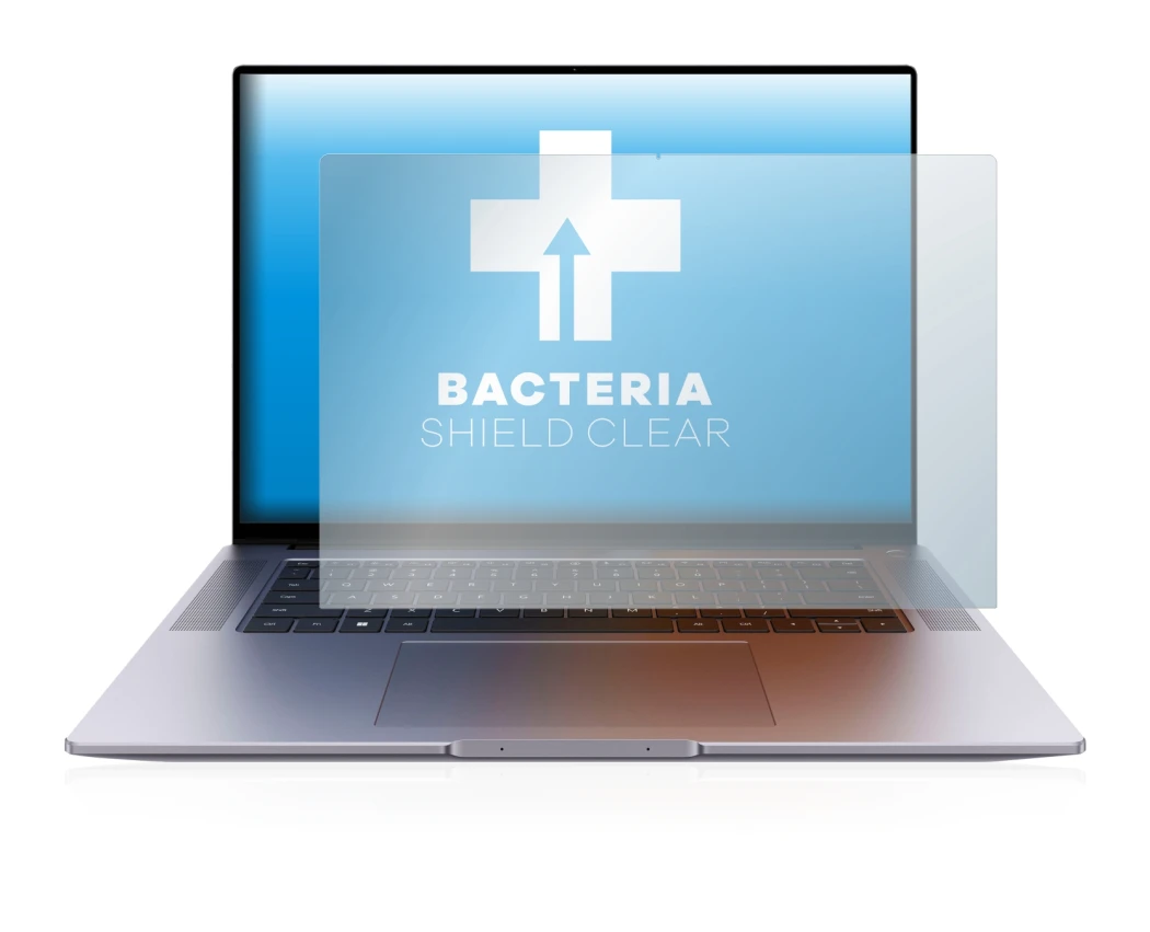 Immagine del dispositivo Huawei MateBook 16s con un'ampia varietà di protezioni per lo schermo.
