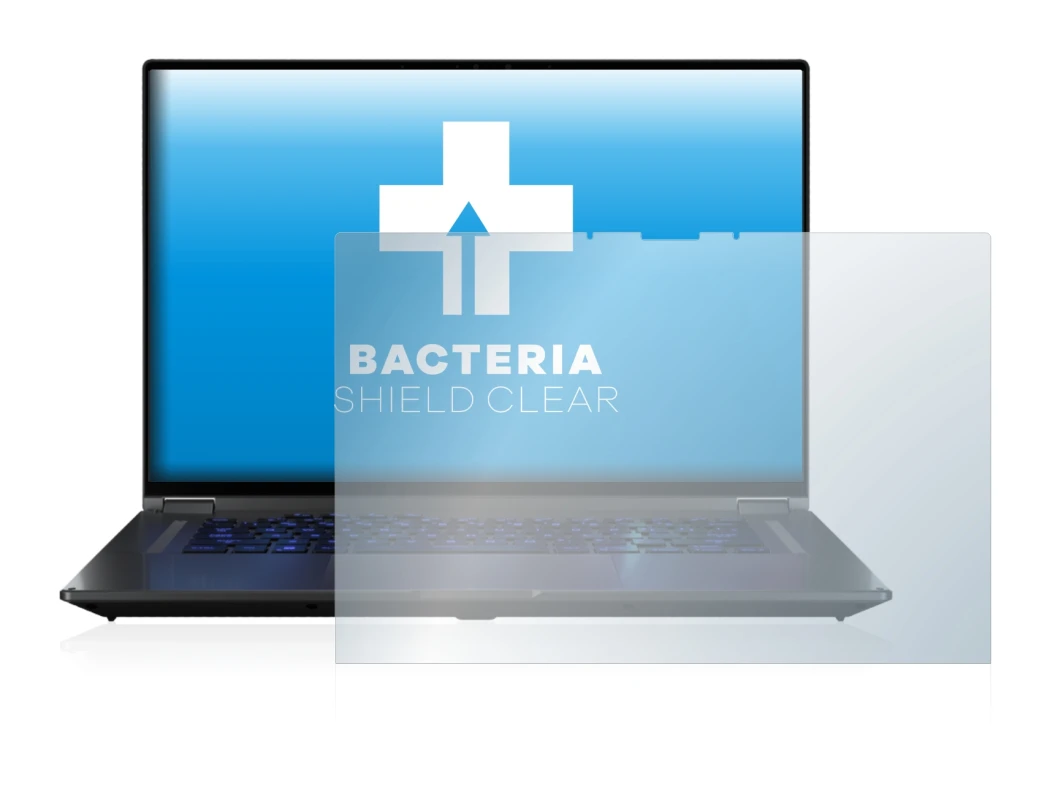 Immagine del dispositivo ASUS ROG Flow X16 con un'ampia varietà di protezioni per lo schermo.