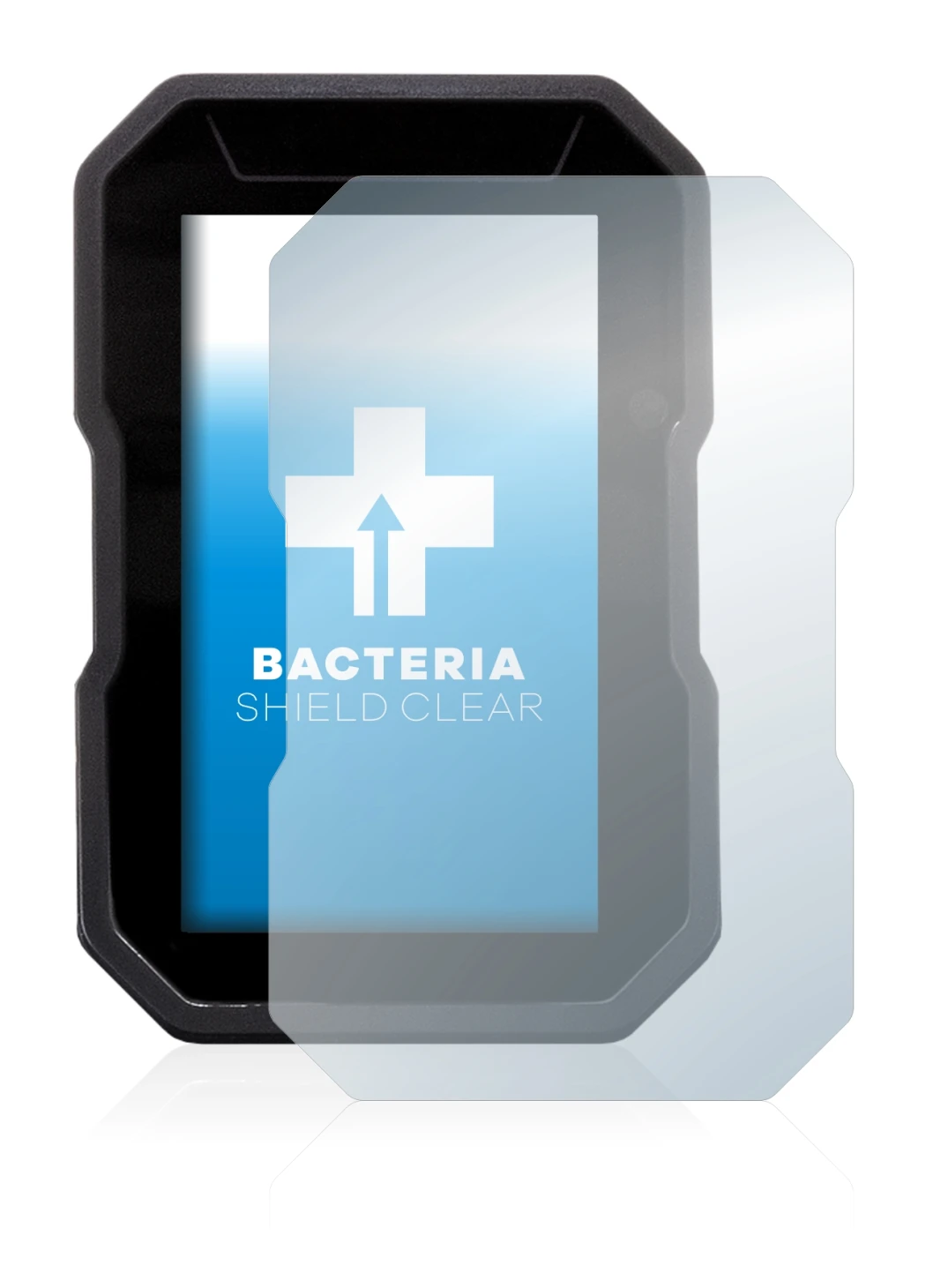 Immagine del dispositivo Ducati DesertX 2022 con un'ampia varietà di protezioni per lo schermo.