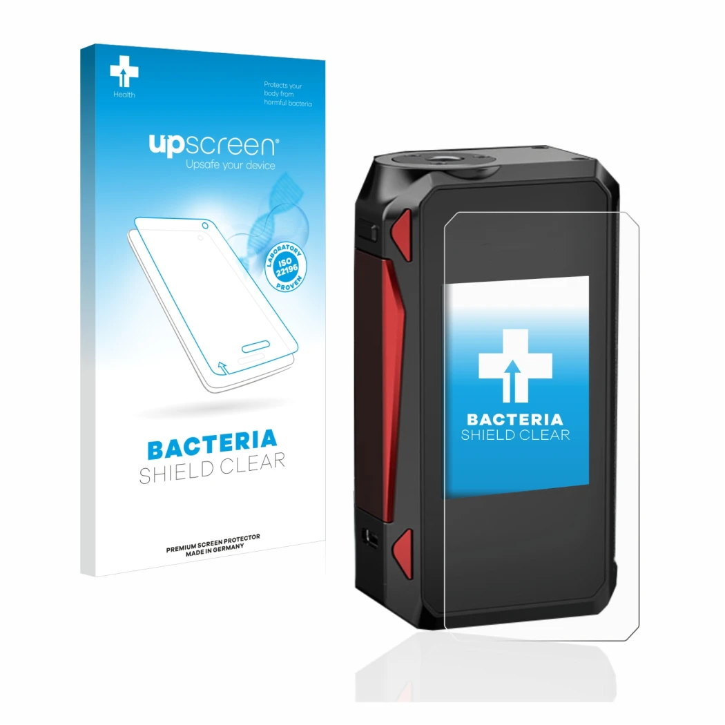 Parte frontale di una confezione del prodotto con il logo del marchio upscreen. Accanto è raffigurato il dispositivo Smok G-Pr