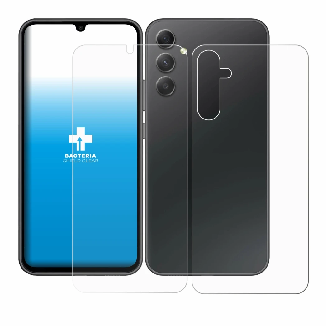Immagine del dispositivo Samsung Galaxy A34 5G (Fronte+Retro) con un'ampia varietà di protezioni per lo schermo.