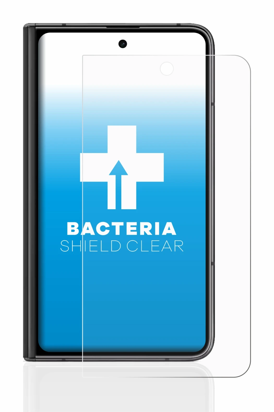 Immagine del dispositivo Google Pixel Fold (Display esterno) con un'ampia varietà di protezioni per lo schermo.