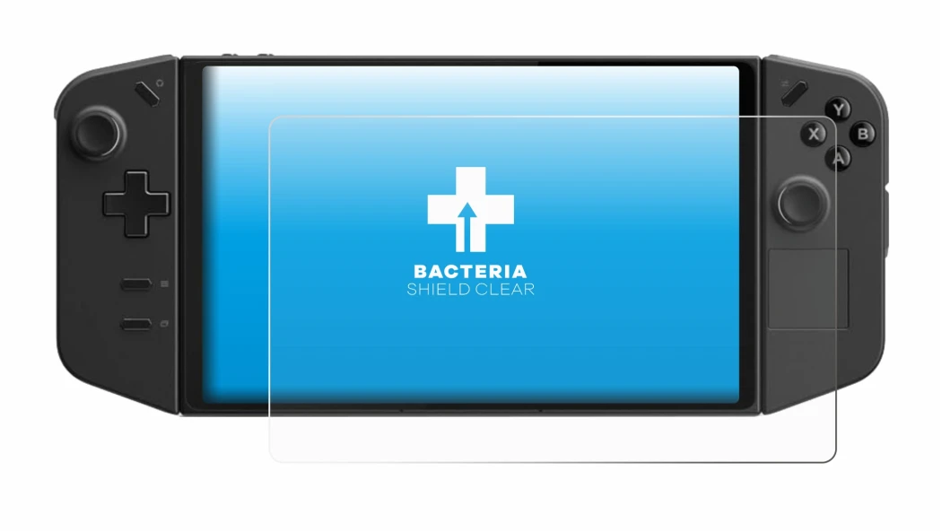 Immagine del dispositivo Lenovo Legion Go con un'ampia varietà di protezioni per lo schermo.