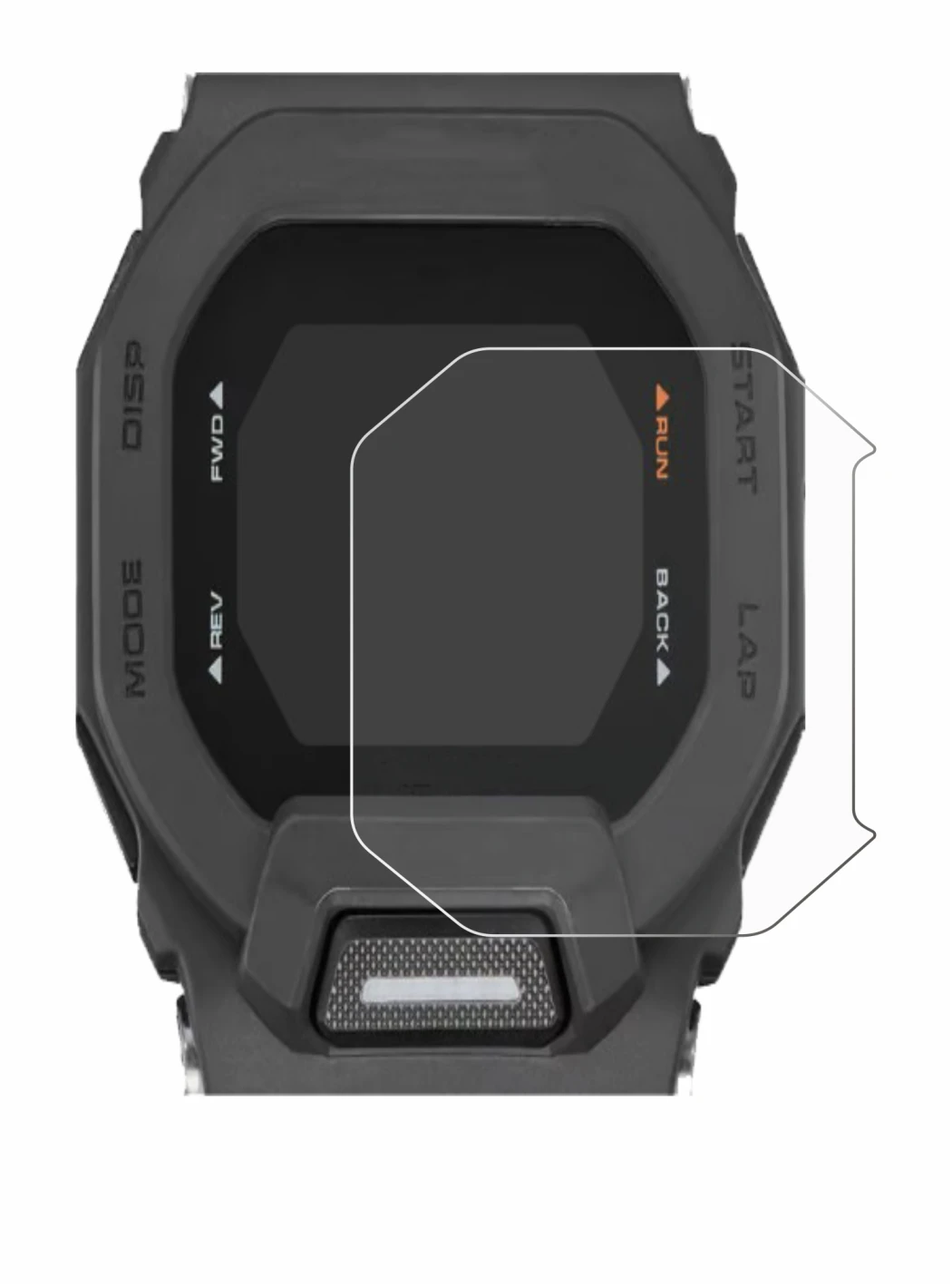 Immagine del dispositivo Casio G-Shock GBD-200 con un'ampia varietà di protezioni per lo schermo.