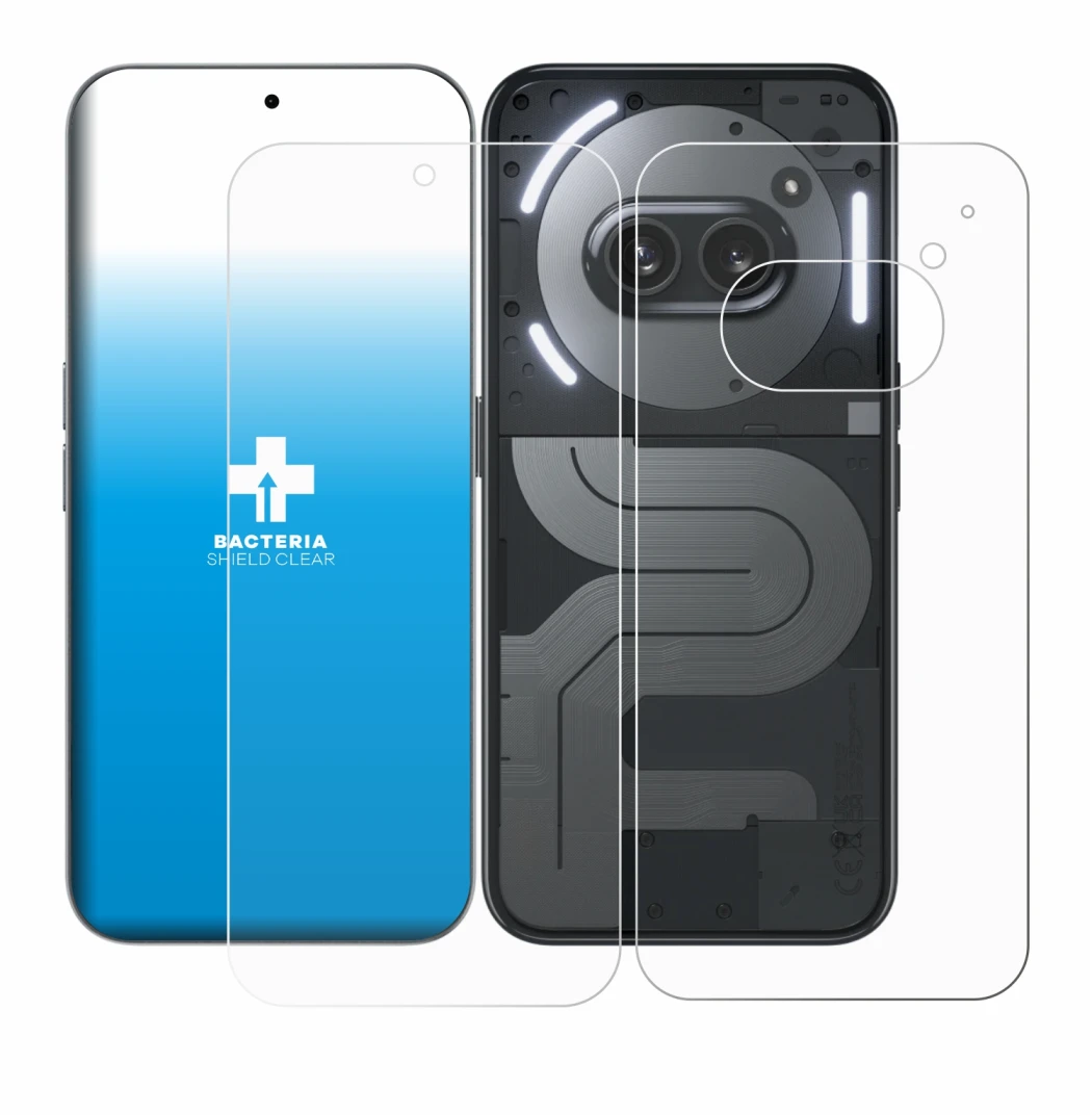 Immagine del dispositivo Nothing Phone (2a) Plus (Fronte+Retro) con un'ampia varietà di protezioni per lo schermo.