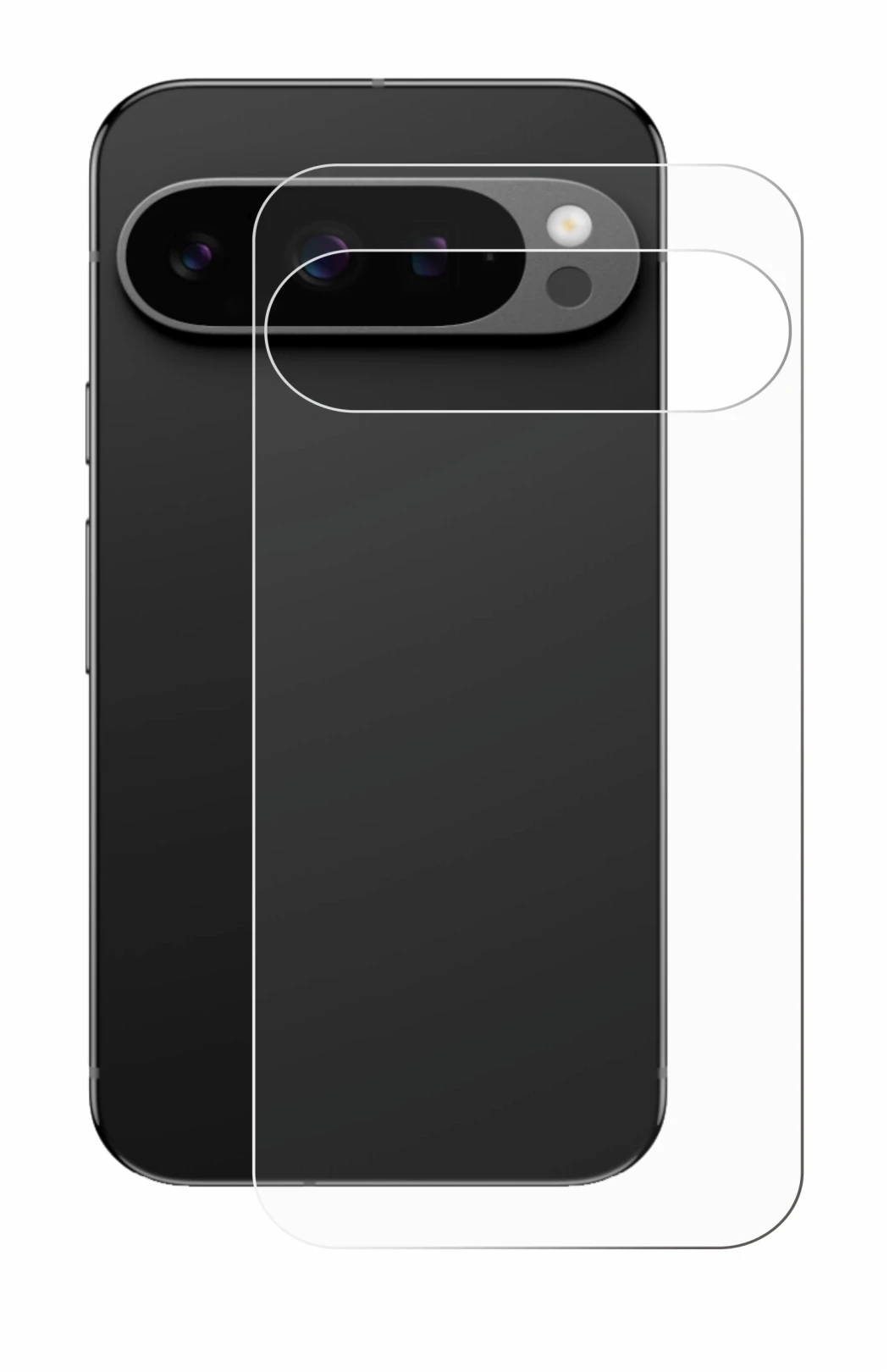 Immagine del dispositivo Google Pixel 9 Pro (Posteriore) con un'ampia varietà di protezioni per lo schermo.