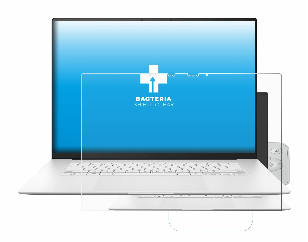 Immagine del dispositivo ASUS ZenBook S 16 con un'ampia varietà di protezioni per lo schermo.