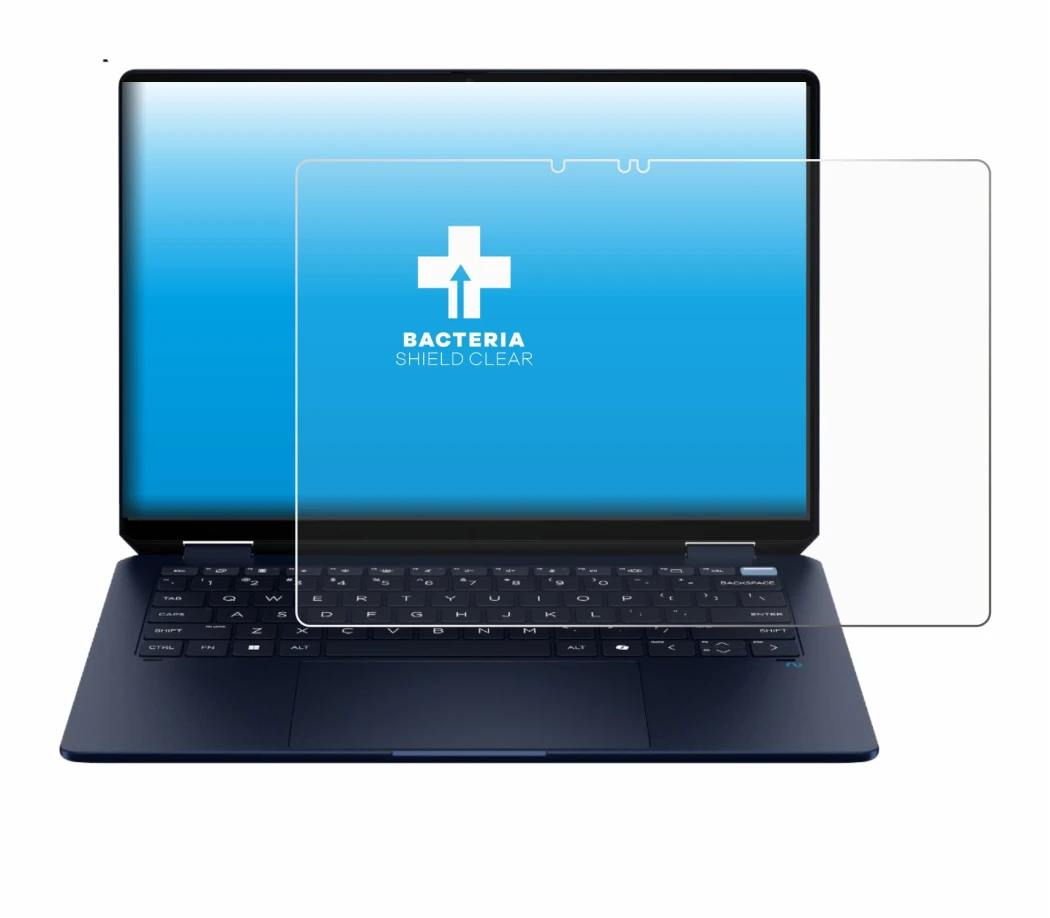 Immagine del dispositivo HP OmniBook Ultra Flip 14-fh con un'ampia varietà di protezioni per lo schermo.