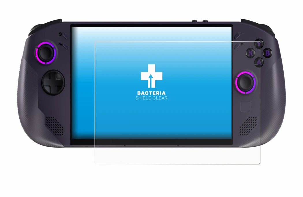 Immagine del dispositivo Lenovo Legion Go S con un'ampia varietà di protezioni per lo schermo.