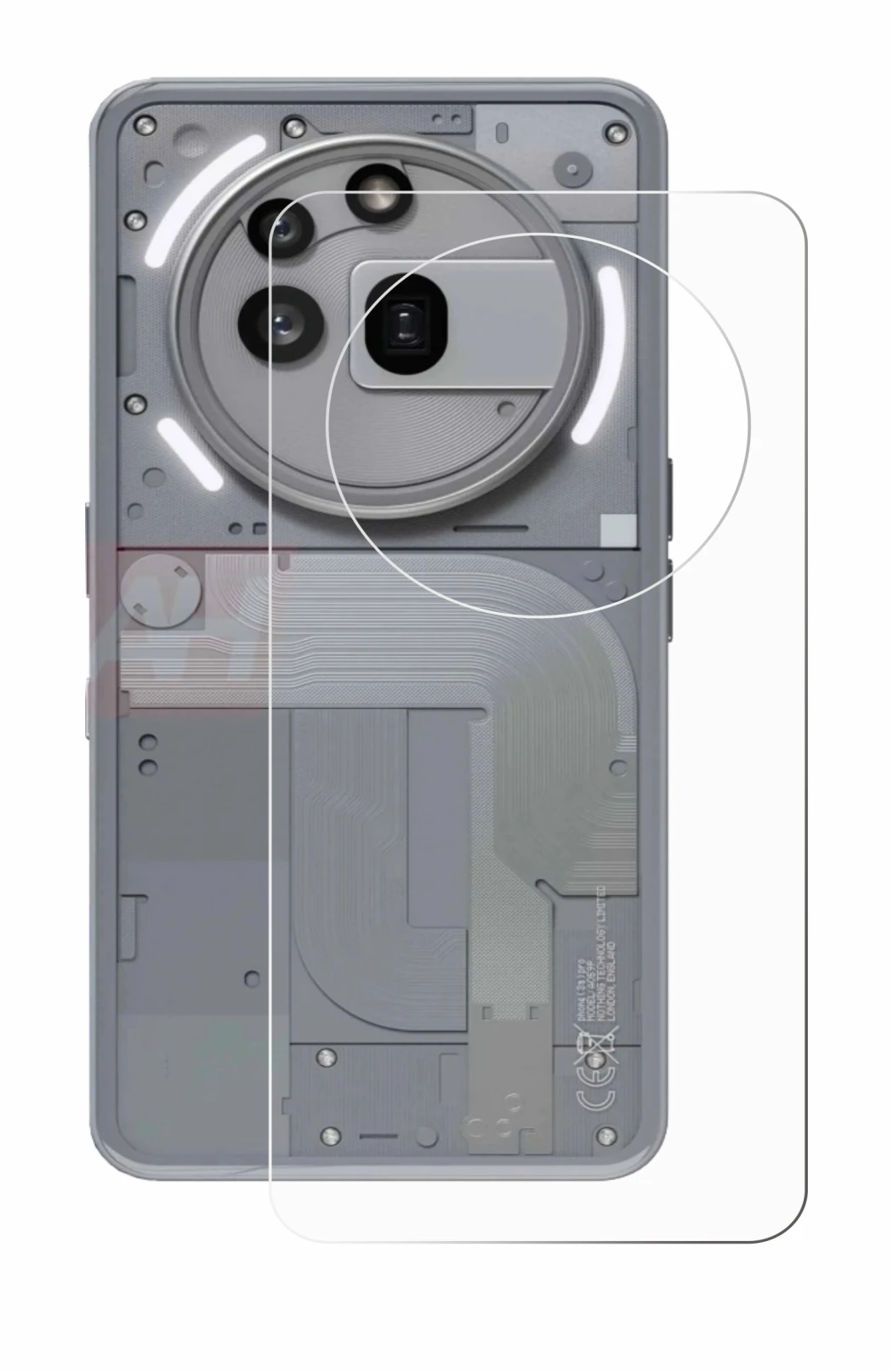 Immagine del dispositivo Nothing Phone (3a) Pro (Posteriore) con un'ampia varietà di protezioni per lo schermo.