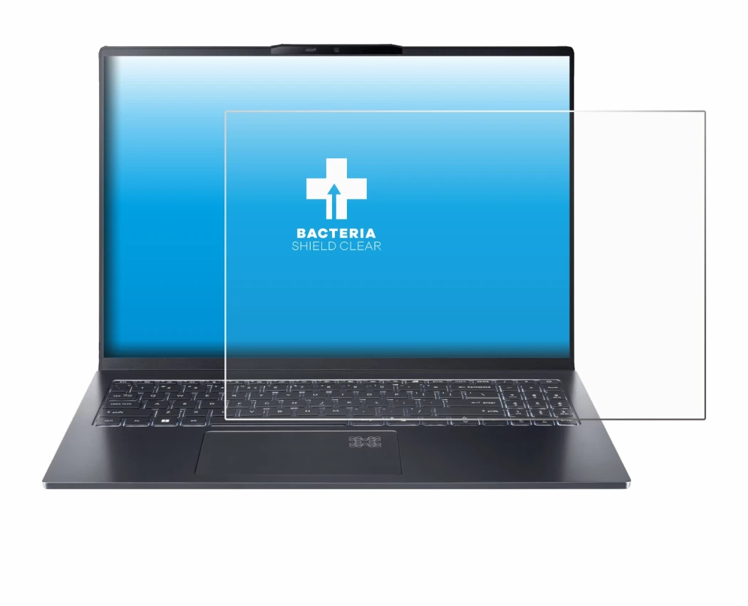 Immagine del dispositivo Acer Swift Go 16 AI con un'ampia varietà di protezioni per lo schermo.