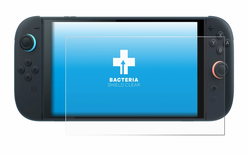 Immagine del dispositivo Nintendo Switch 2 con un'ampia varietà di protezioni per lo schermo.