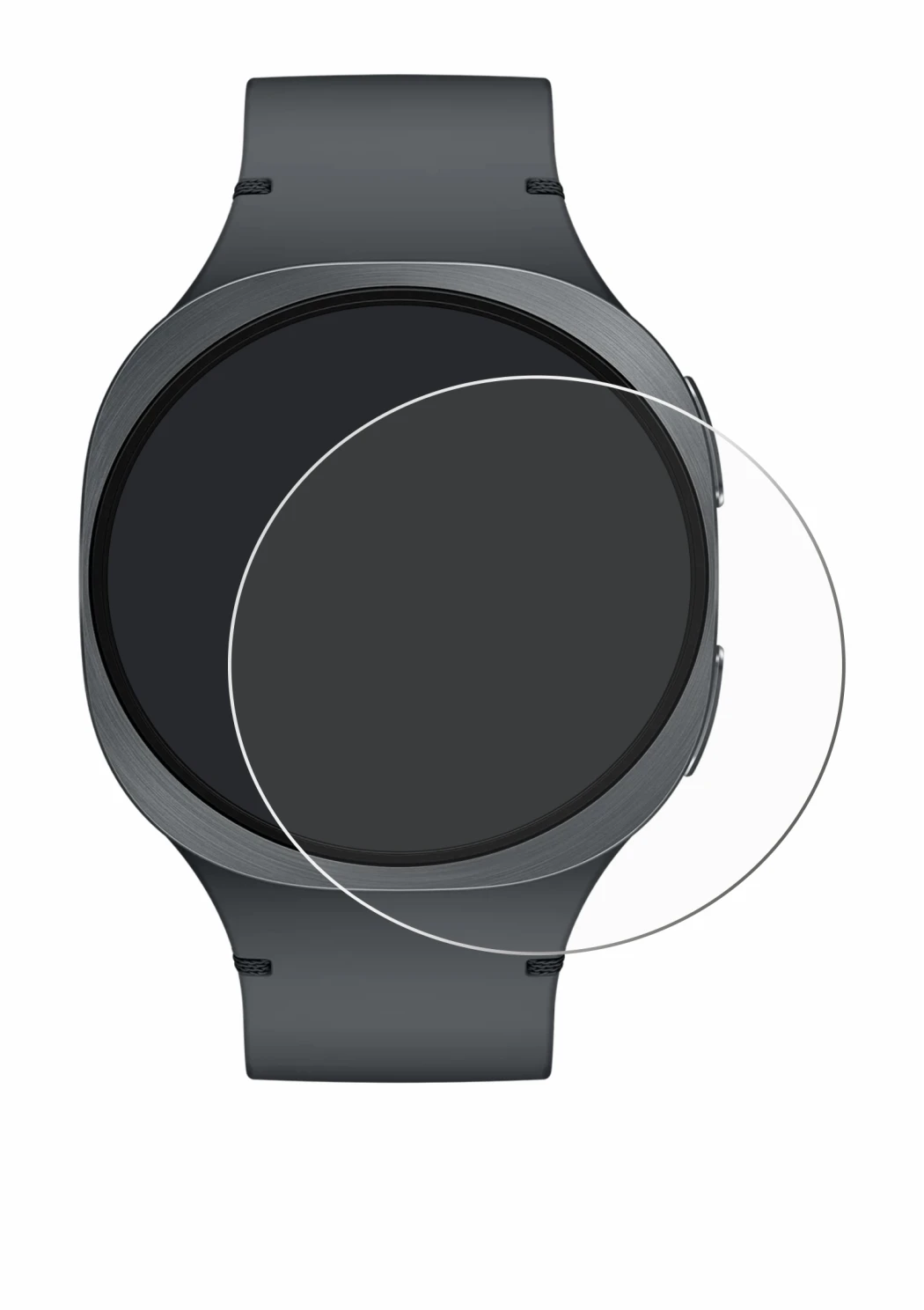 Immagine del dispositivo Samsung Galaxy Watch 8 (40 mm) con un'ampia varietà di protezioni per lo schermo.